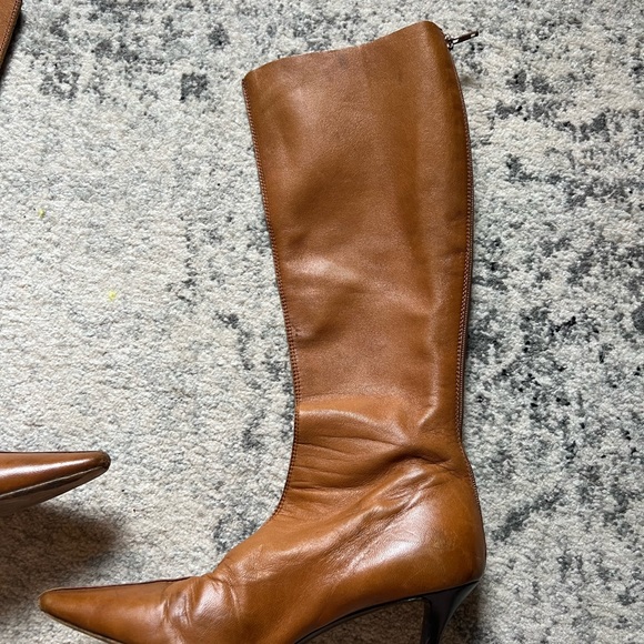 Walter Steiger Leather Boots Exposed Back Zipper Pointed Toe Size 35.5 - Picture 6 of 13